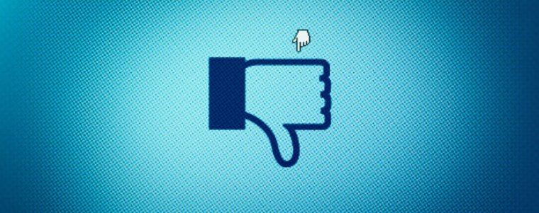 Screenshot of one of Facebook's downward-facing thumb icons.