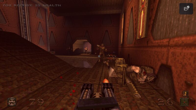 Screenshot from remastered version of video game Quake.