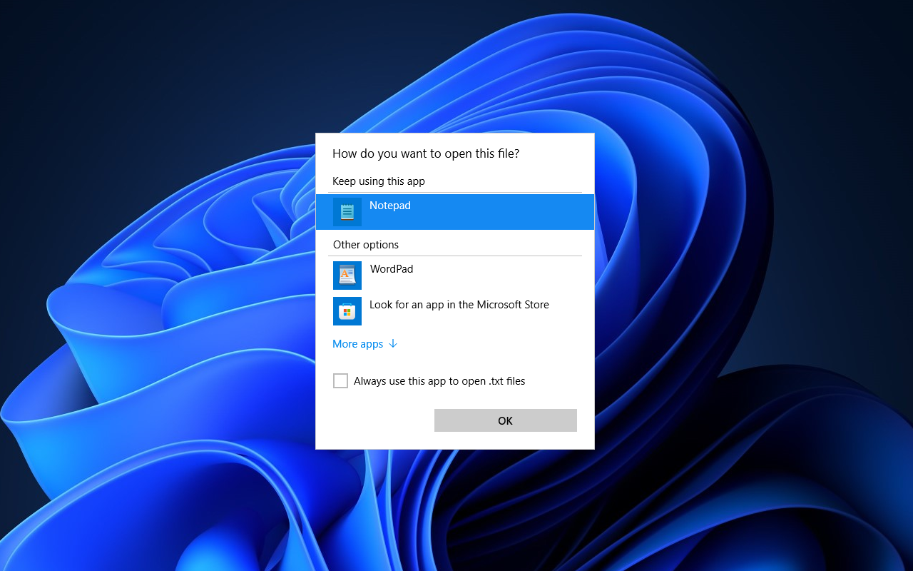 The app picker is something out of Windows 10 (and maybe also Windows 8).