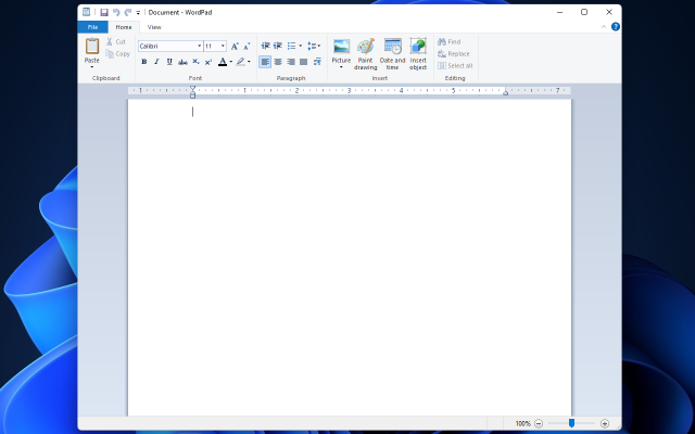 WordPad still thinks it's 2009.