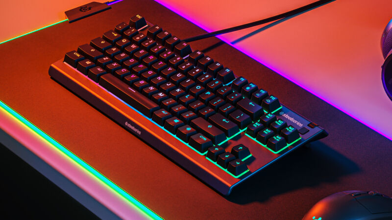 SteelSeries Apex 3 TKL on RGB desk mat