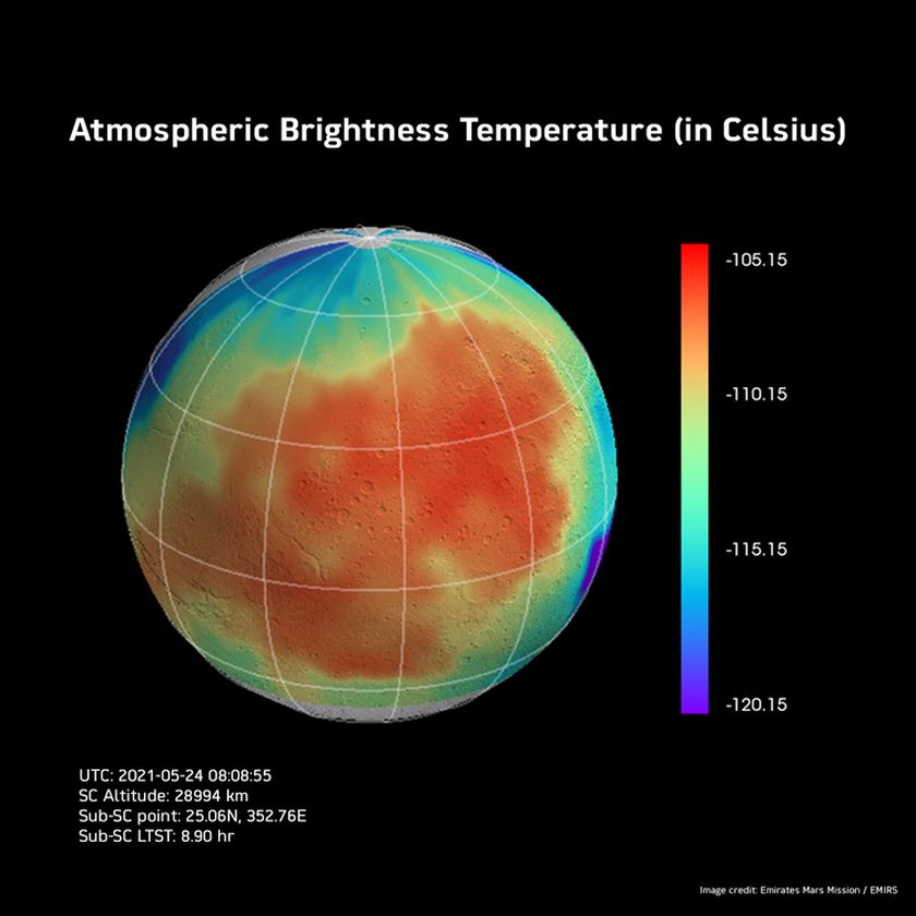 La sonda trazó un mapa de la temperatura de la atmósfera, rastreando cómo se calentó en el transcurso de la mañana.