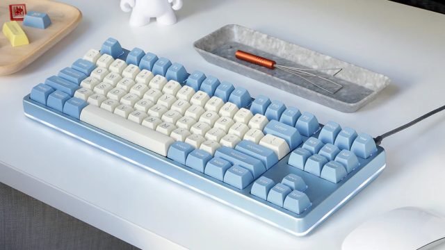 Drop’s Moon Shot keyboard uses tall, SA profile keycaps. 