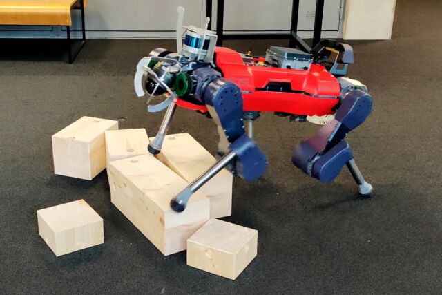 The real ANYmal, a four-legged robot from the Swiss company ANYbotics. 