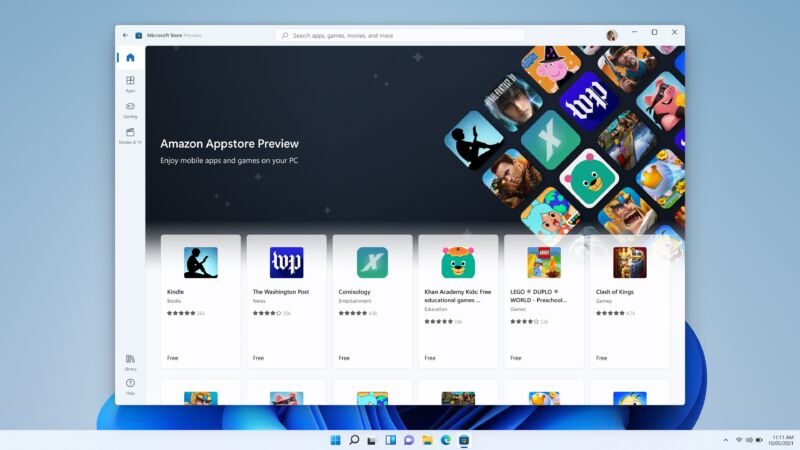 Android apps listed in the Microsoft Store.