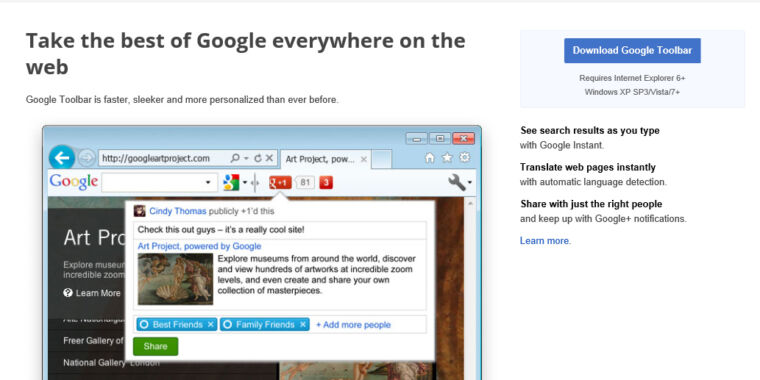 Take one last look at Google Toolbar, which is now dead