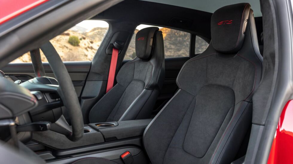 Suede-like Race-Tex upholstery with GTS-specific stitching is a new option.