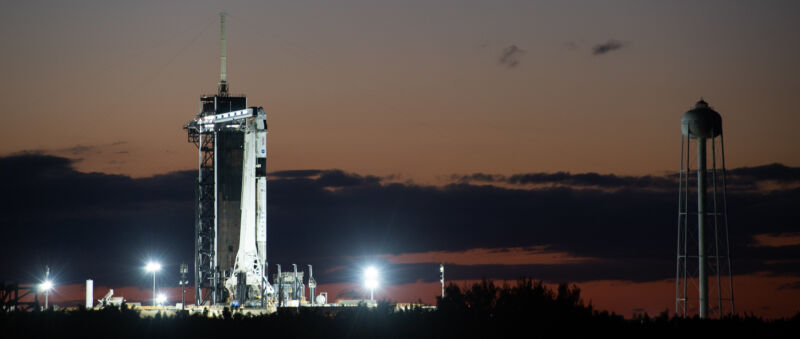 The launch of the Crew-3 mission spacecraft, shown here, has been on hold since before Halloween.