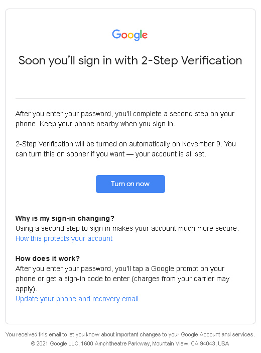 Berg Vesuvius microscopisch Fjord Google wants every account to use 2FA, starts auto-enrolling users | Ars  Technica