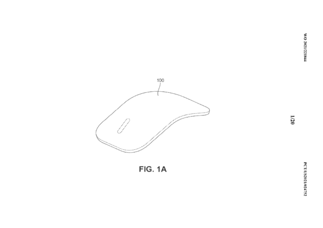 Un ejemplo de un mouse plegable en la patente de Microsoft.