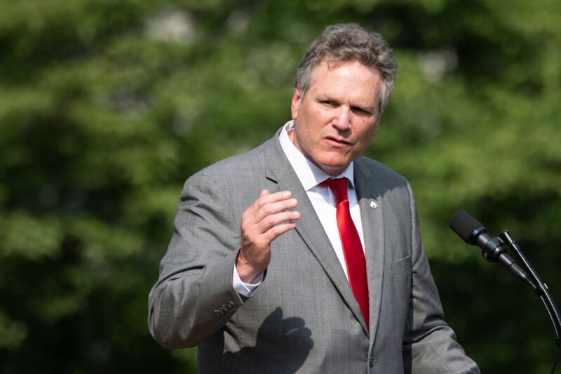 Alaska Governor Mike Dunleavy (R-AK) speaks at the White House in Washington, DC, on July 16, 2020.