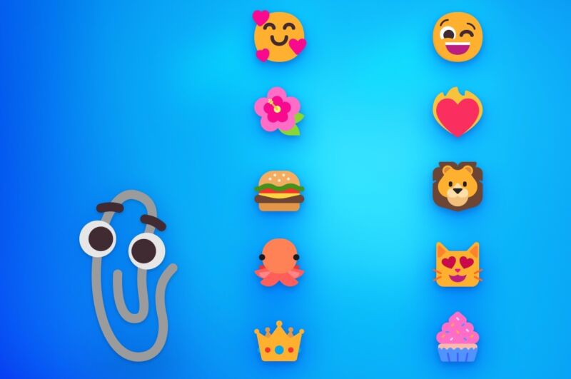 Some of Windows 11's new emoji designs.
