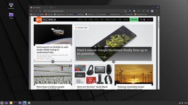 The stable version of Microsoft Edge running on Linux Mint.