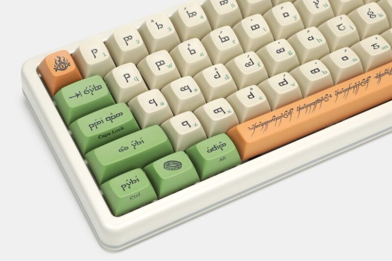 close up of drop elvish keycaps