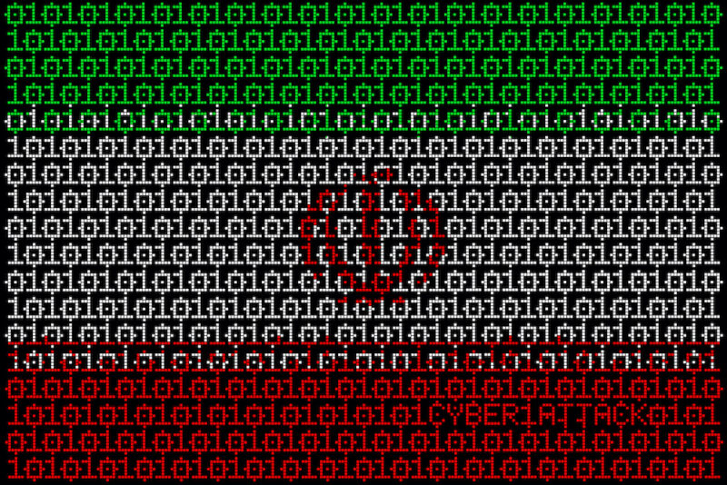 Illustration set of flags made from binary code targets.