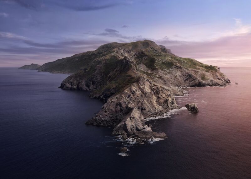 The default wallpaper for macOS Catalina.