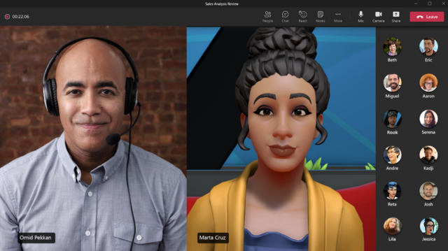 Avatares 3D também podem aparecer ao lado de rostos reais em chamadas de vídeo normais.
