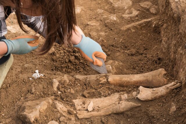 Archaeologists also uncovered human remains within the rubble, suggesting the site was later repurposed for burials.