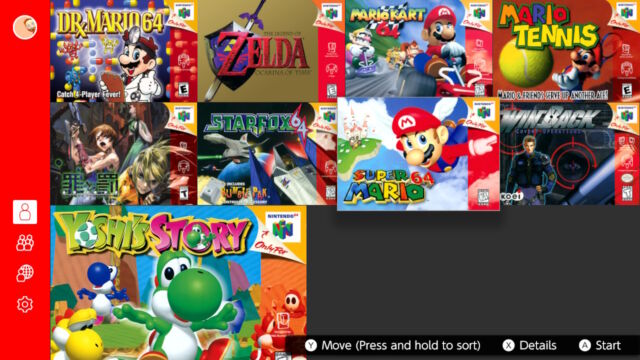 Only a small subset of N64 games are available on the Switch through an online subscription.