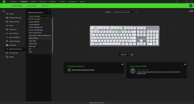 Programming the Razer Pro Type Ultra on Synapse.