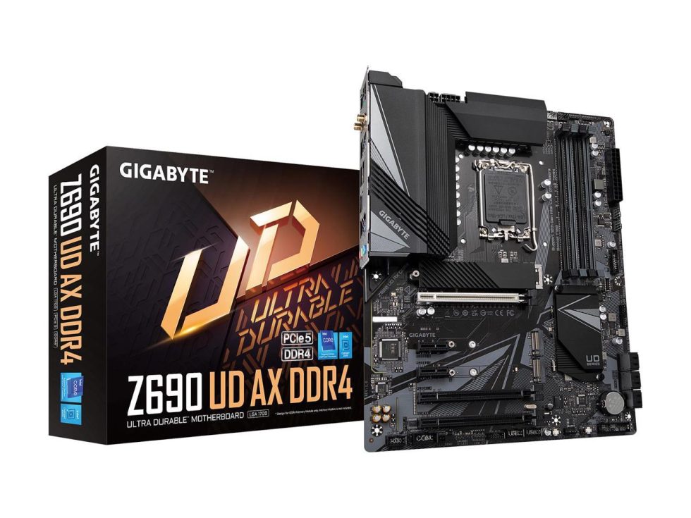 Gigabyte Z690 UD AX DDR4 to potężna podstawowa płyta główna Z690 ATX dla Alder Lake, z obsługą DDR4, wbudowanym Wi-Fi i Bluetooth, przyzwoitym wyborem portów i przyzwoicie wyglądającym radiatorem VRM za około 220 USD.