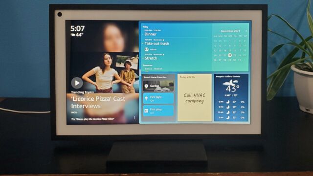 The Echo Show 15 is the <a href="https://arstechnica.com/gadgets/2021/12/amazon-echo-show-15-review-more-screen-more-possibilities/" target="_blank" rel="noopener">jumbo-sized entry</a> in Amazon's smart display lineup.