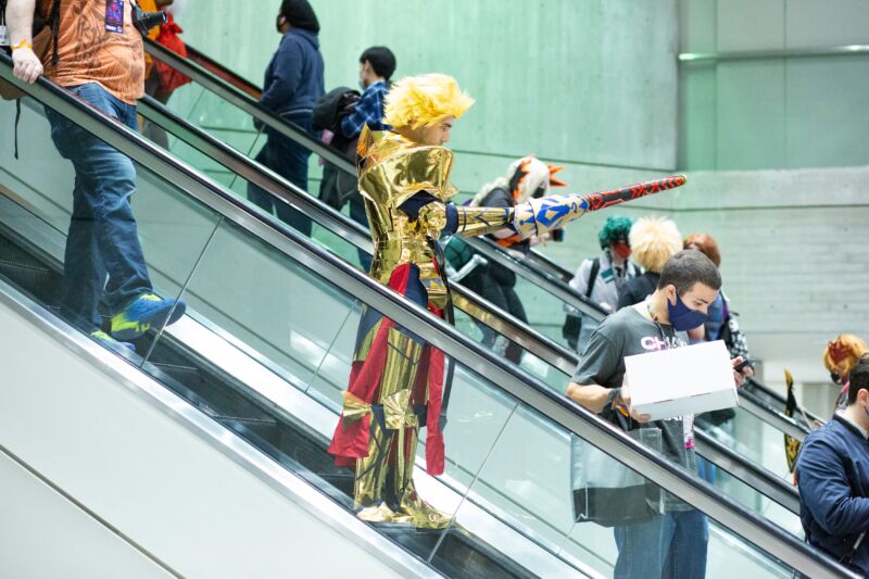 Costumed people attend Anime NYC at the Jacob K. Javits Convention Center in New York City on November 20, 2021.