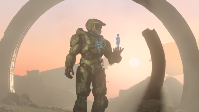 The blockbuster first-person shooter <em>Halo Infinite</em>.