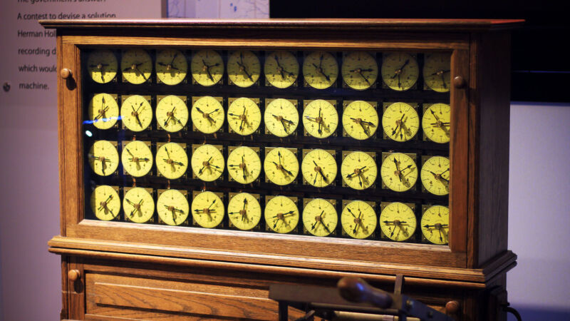 This electromechanical machine, used in the 1890 U.S. census, was the first automated data processing system. 
