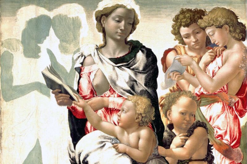 Renaissance painting of angels and babies.