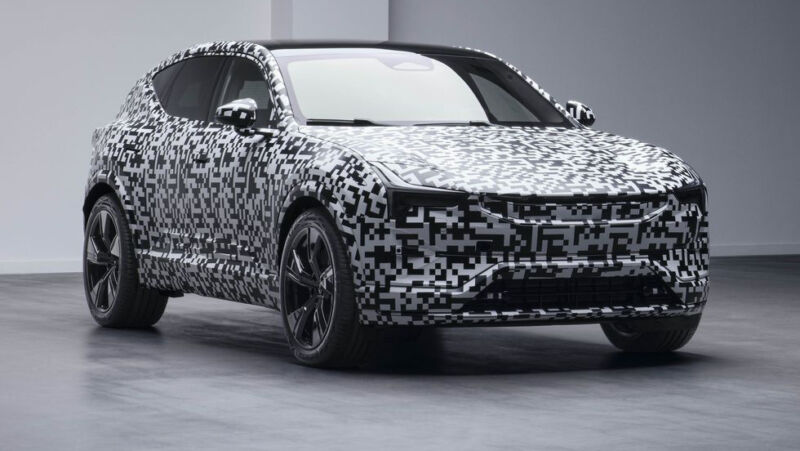 The full Polestar 3 design isn't revealed yet, but Volvo released this camouflaged photo. 
