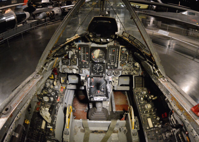 The F-106 was the most advanced interceptor in its day. The Tactical Situation Display is behind the stick.