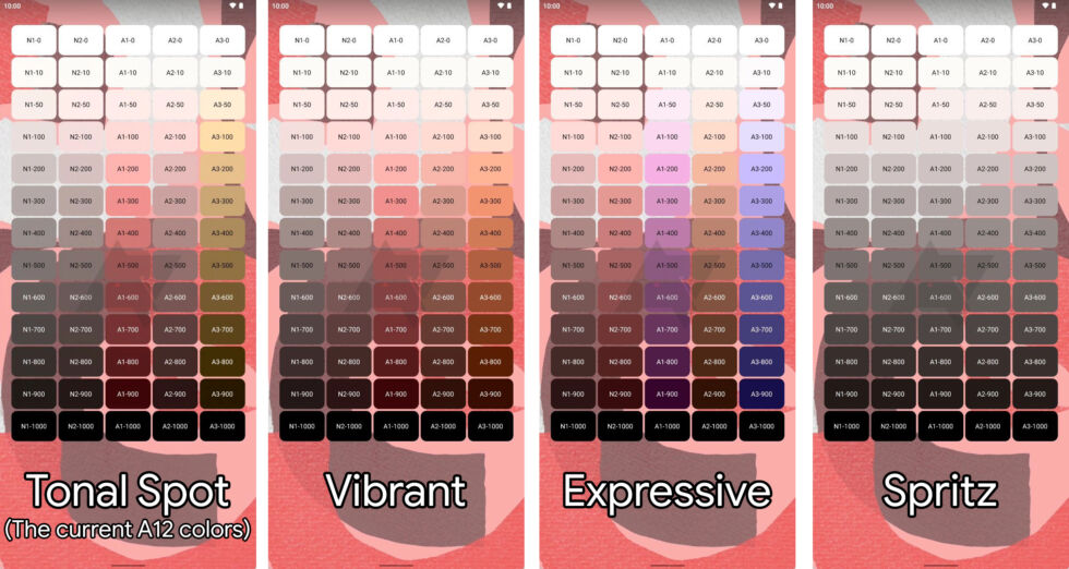 أداة Color Swatch Widget تعرض خيارات ألوان Material U.