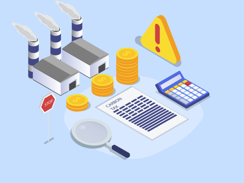 Carbon tax isometric vector concept. 