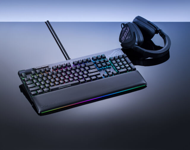 Technology  ROG Strix Flare II Animate keyboard with the Delta S Animate headset.