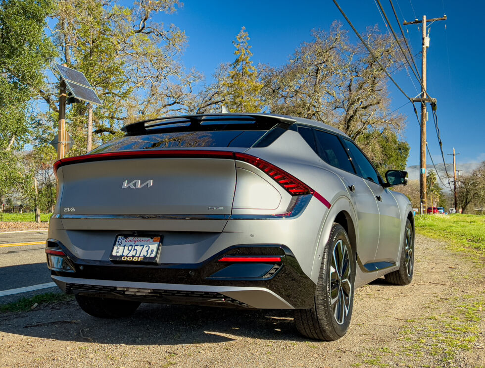 The EV6 is distinctive. The rear features a Kamm-like tail design.