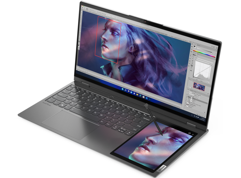 Imagem promocional para um novo laptop.