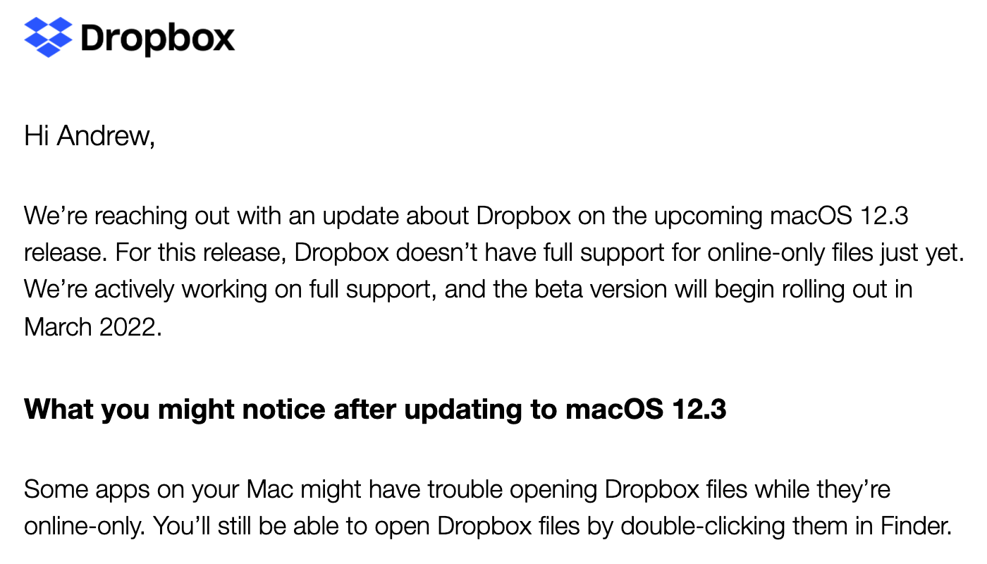 how do i update dropbox on mac