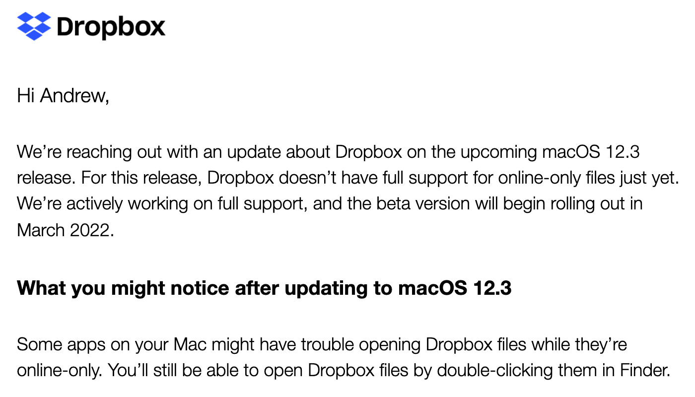 what is the most curent version of dropbox for mac