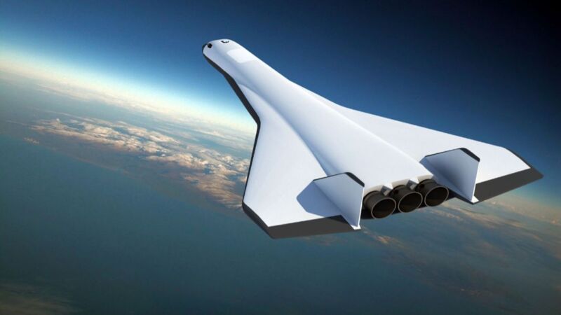 A rendering of the single-stage-to-orbit Radian One vehicle.