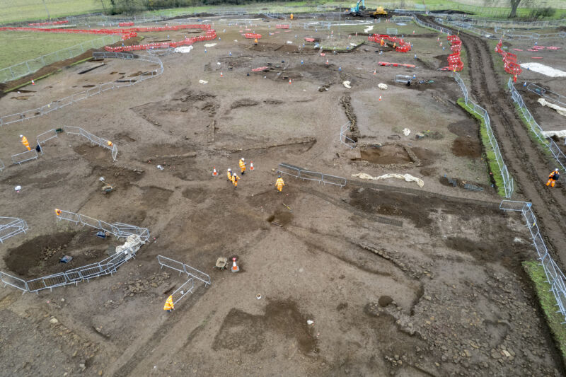 aerial photo of archaeological site