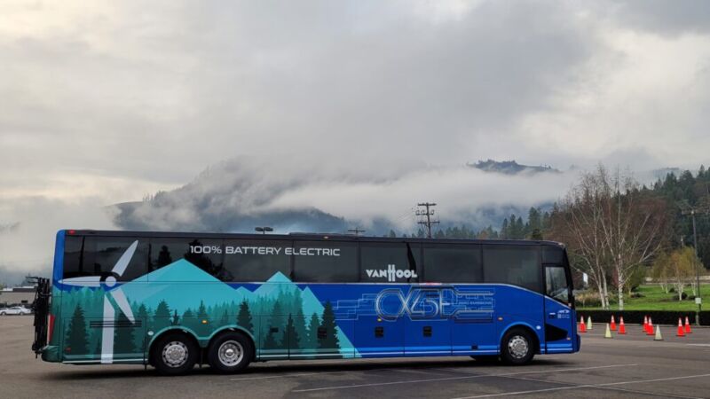 The Van Hool CX45E that completed the 1,700-mile round trip. 