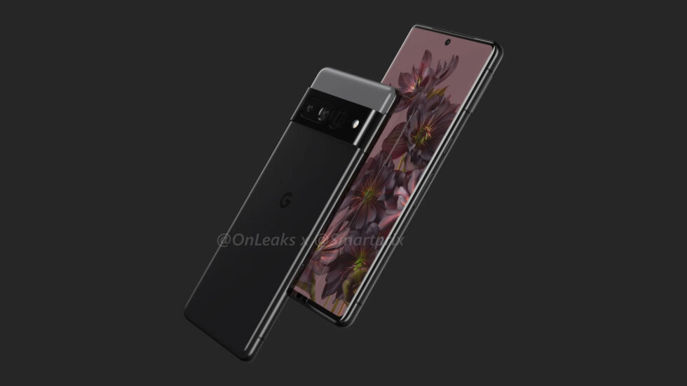 The side of the Pixel 7 Pro render. 