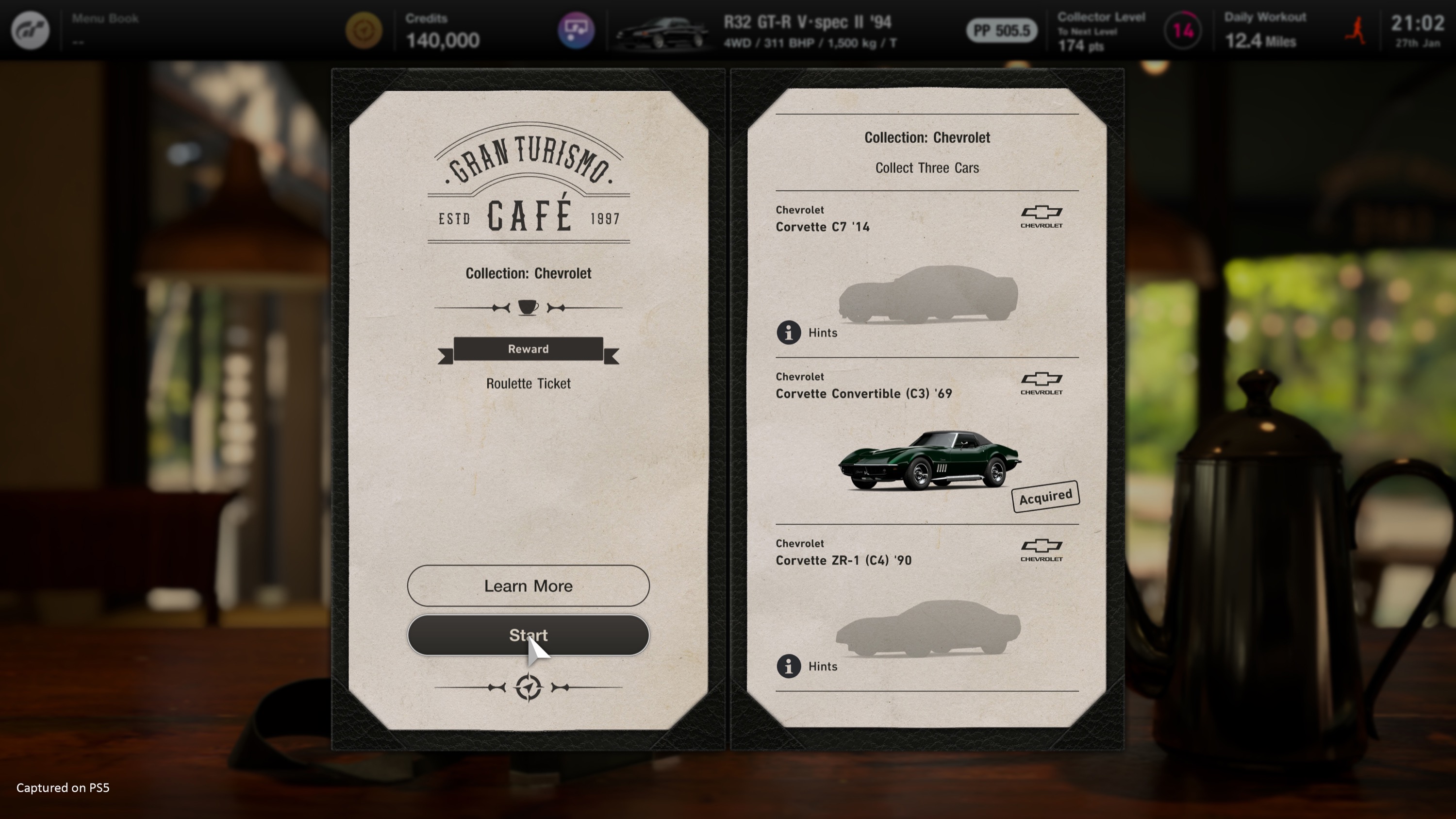 gran turismo 7 cafe menu list