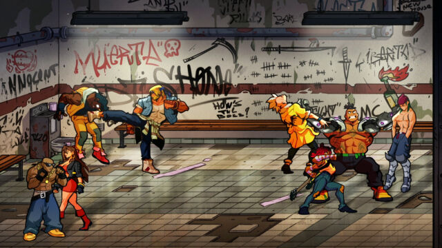 The throwback 2D beat-em-up <em>Streets of Rage 4</em>.