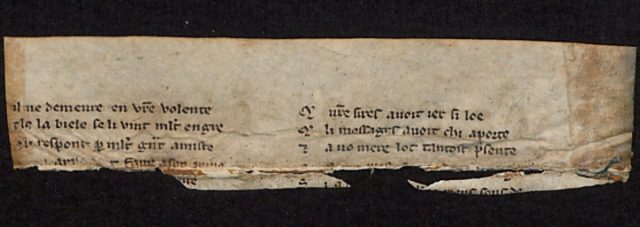 Fragment Récemment Découvert D’un Manuscrit Français Contenant L’histoire Épique D’anseÿs De Gascogne.