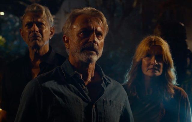 Getting the gang back together (l-r): Ian Malcolm (Jeff Goldblum), Alan Grant (Sam Neill), and Ellie Sattler (Laura Dern).