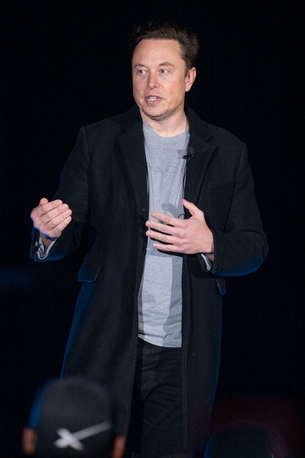 Elon Musk speaks at Starbase, Texas, on Thursday night. 
