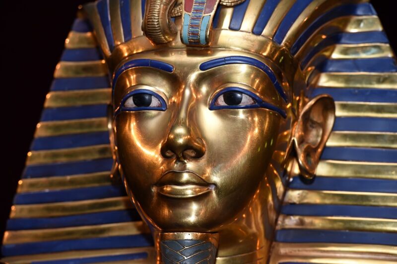 The burial mask of Egyptian pharaoh Tutankhamen recovered from the boy king's tomb.