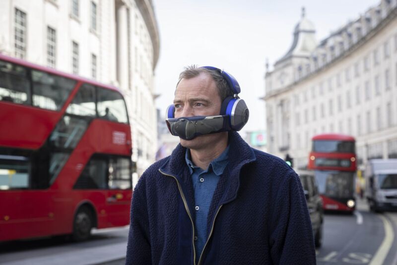 The near-final version of the upcoming Dyson Zone mask-and-headphones system.